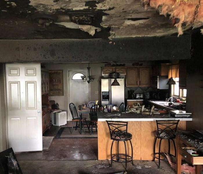 The aftermath of a residential fire damage